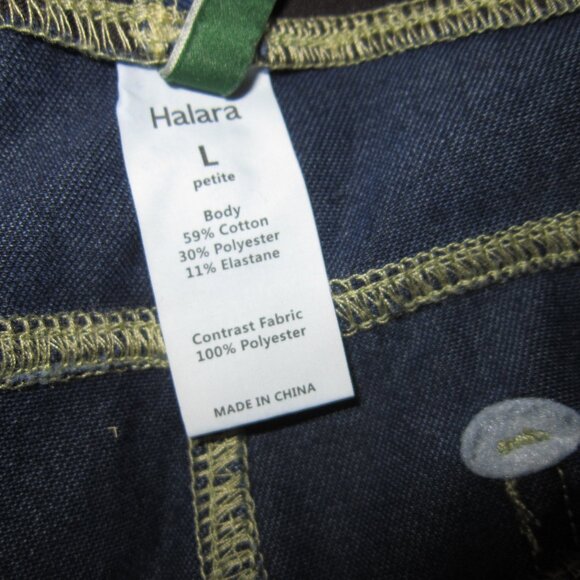Halara L Petite Flex Jeans Pull On Baggy Wide Pockets Stretchy Blue High Rise - Picture 3 of 3